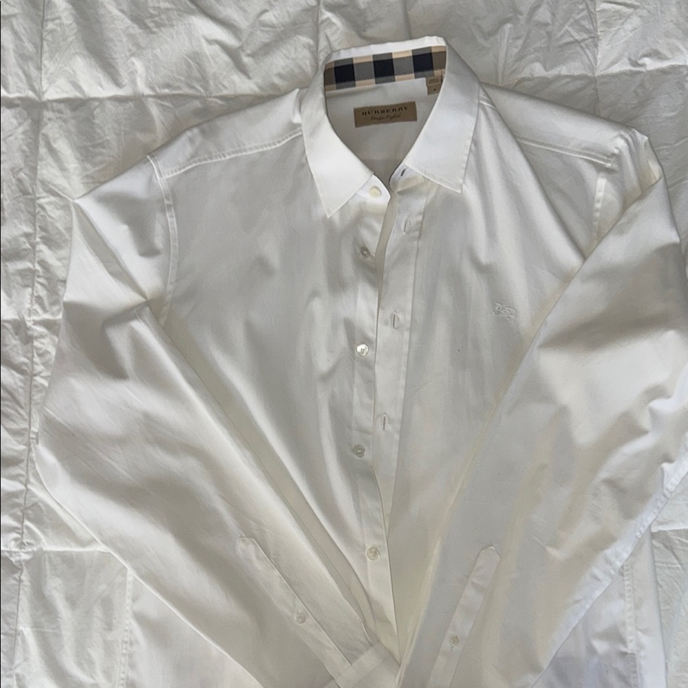 Burberry white button down.
